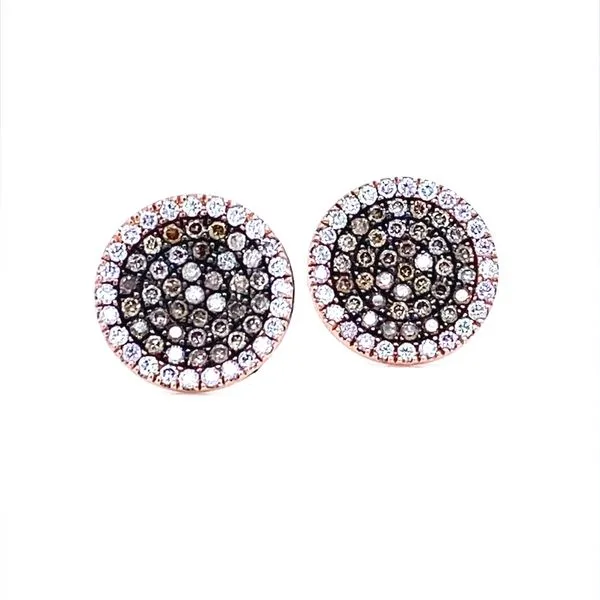 14K Rose Gold Brown and White Diamond Cluster Earrings Jaymark Jewelers Cold Spring, NY