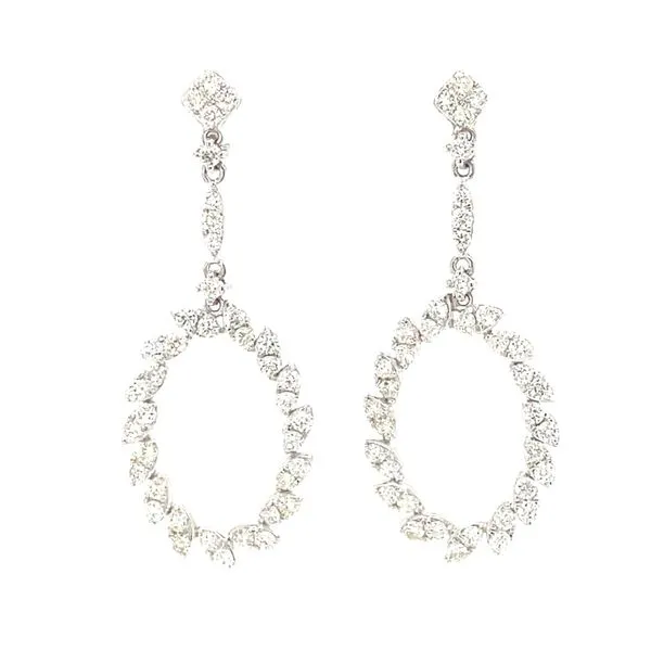 14K White Gold Diamond Dangle Earrings Jaymark Jewelers Cold Spring, NY