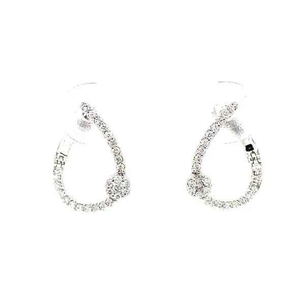 14K White Gold Diamond Hoop Earrings Image 2 Jaymark Jewelers Cold Spring, NY