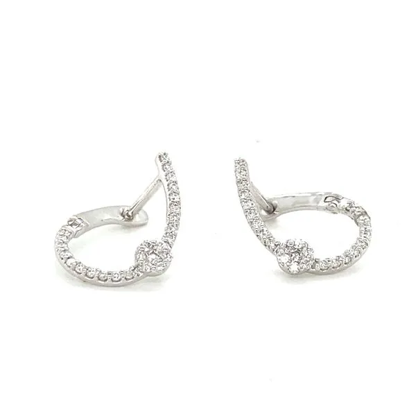 14K White Gold Diamond Hoop Earrings Jaymark Jewelers Cold Spring, NY