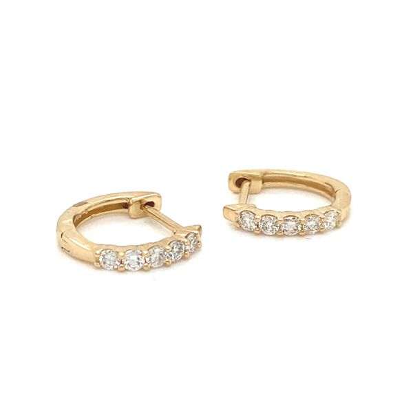 14K Yellow Gold Diamond Hoop Earrings Image 3 Jaymark Jewelers Cold Spring, NY