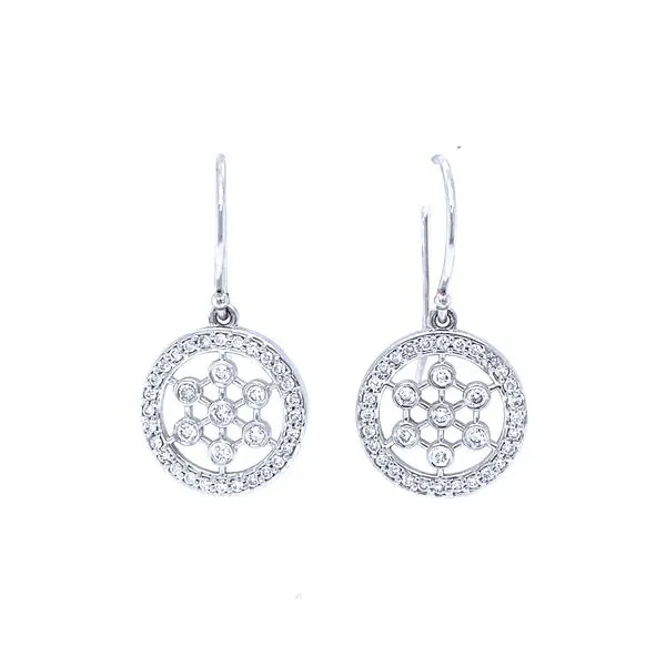 18K White Gold Diamond Dangle Earrings Jaymark Jewelers Cold Spring, NY