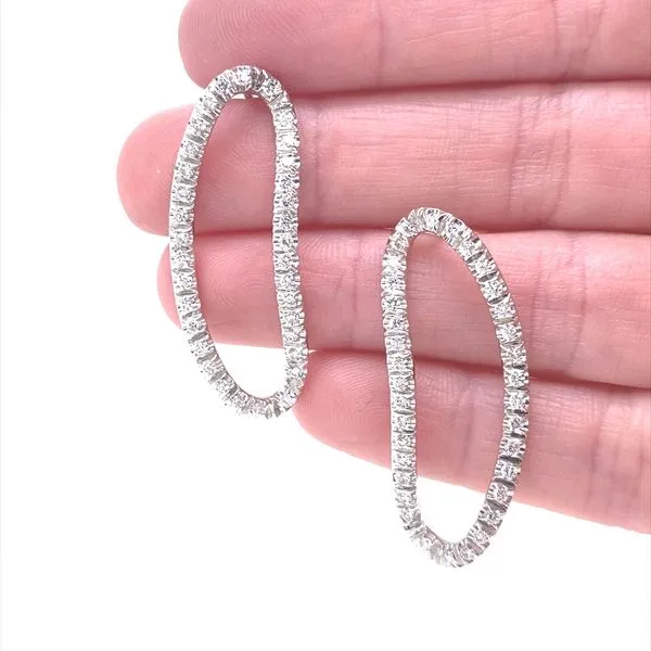 18K White Gold Diamond Earrings Image 2 Jaymark Jewelers Cold Spring, NY