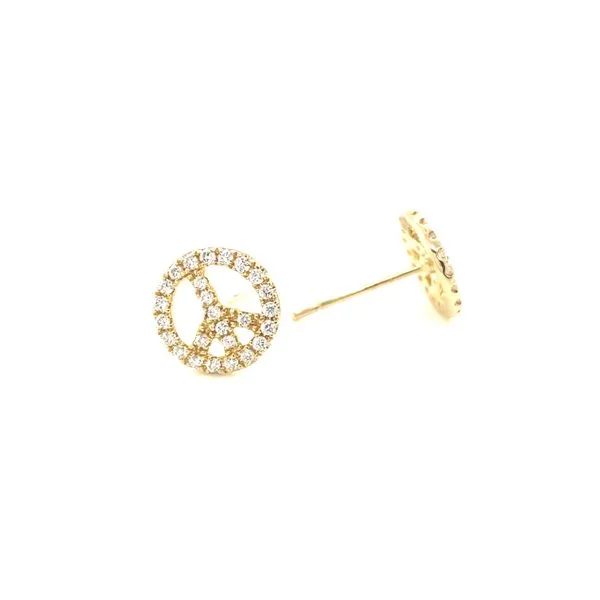14K Yellow Gold Diamond Peace Sign Stud Earrings Image 2 Jaymark Jewelers Cold Spring, NY