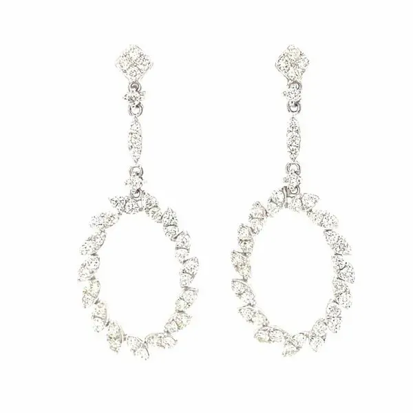 14K White Gold Diamond Dangle Earrings Jaymark Jewelers Cold Spring, NY