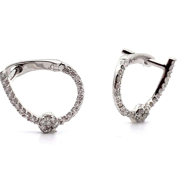 14K White Gold Diamond Hoop Earrings Image 2 Jaymark Jewelers Cold Spring, NY
