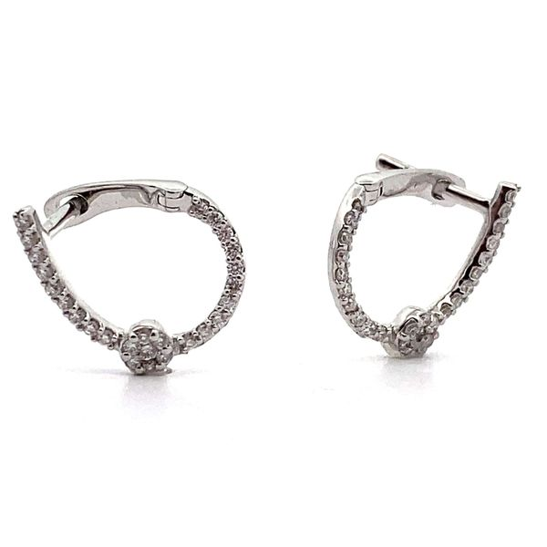 14K White Gold Diamond Hoop Earrings Jaymark Jewelers Cold Spring, NY