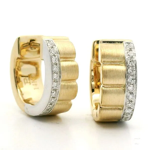 14K Two Tone Diamond Hoop Earrings Jaymark Jewelers Cold Spring, NY