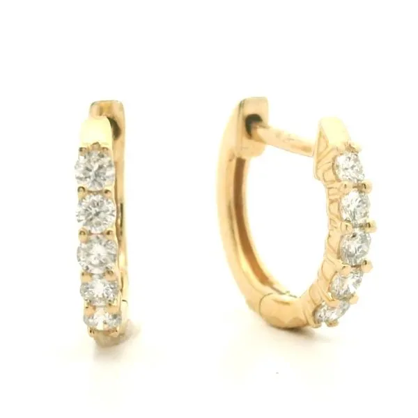 14K Yellow Gold Diamond Hoop Earrings Image 2 Jaymark Jewelers Cold Spring, NY