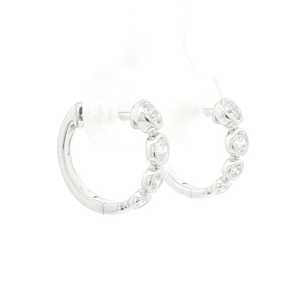 14K White Gold Diamond Bezel Hoop Earrings Image 2 Jaymark Jewelers Cold Spring, NY