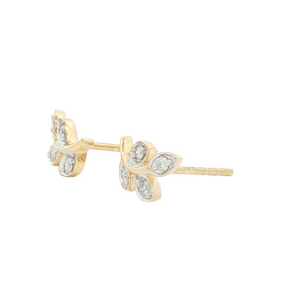 14K Yellow Gold Diamond Leaf Earrings Image 2 Jaymark Jewelers Cold Spring, NY