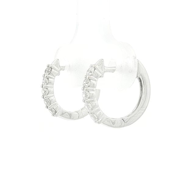 14K White Gold Diamond Hoop Earrings Image 3 Jaymark Jewelers Cold Spring, NY