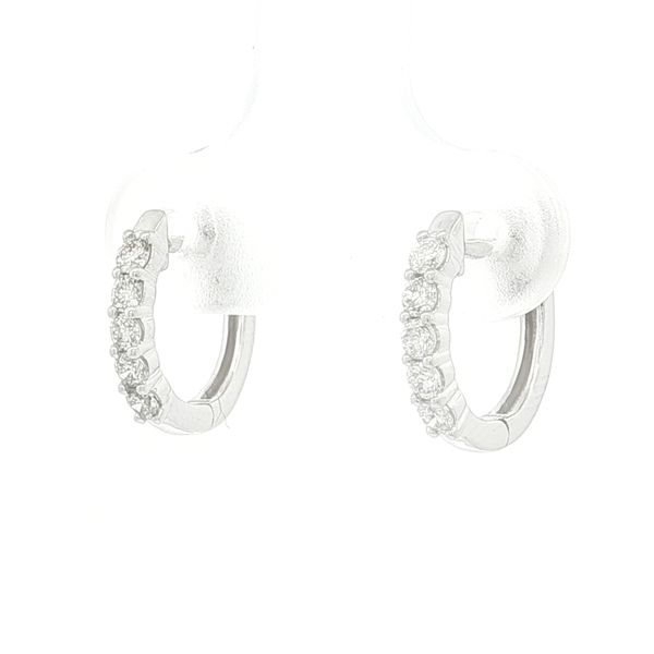 14K White Gold Diamond Hoop Earrings Image 4 Jaymark Jewelers Cold Spring, NY