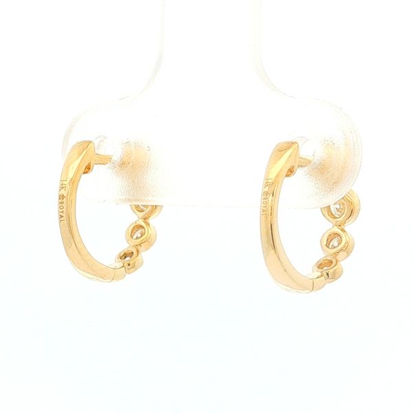 14K Yellow Gold Diamond Bezel Hoop Earrings Image 3 Jaymark Jewelers Cold Spring, NY