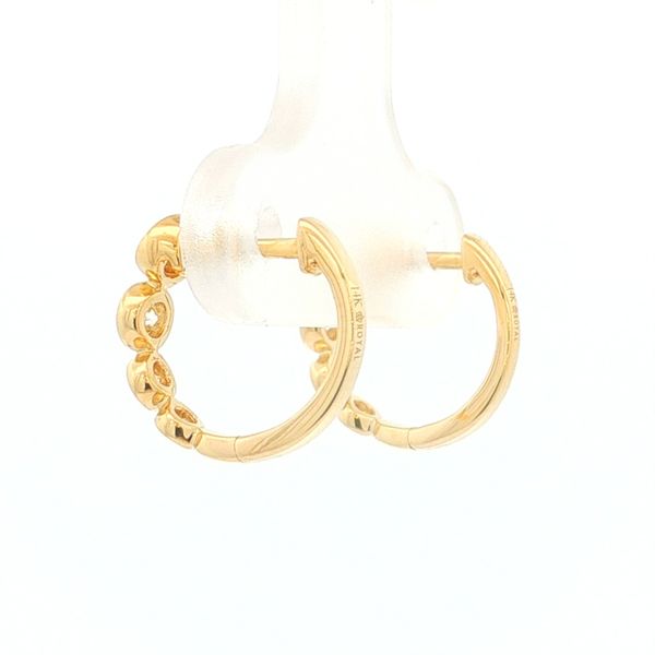 14K Yellow Gold Diamond Bezel Hoop Earrings Image 4 Jaymark Jewelers Cold Spring, NY