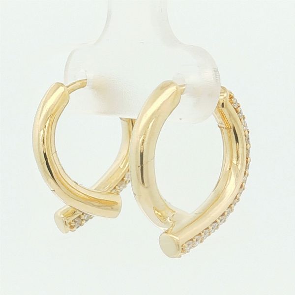 14K Yellow Gold Diamond Hoop Earrings Image 2 Jaymark Jewelers Cold Spring, NY
