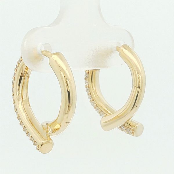 14K Yellow Gold Diamond Hoop Earrings Image 3 Jaymark Jewelers Cold Spring, NY