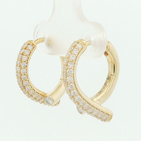 14K Yellow Gold Diamond Hoop Earrings Image 4 Jaymark Jewelers Cold Spring, NY
