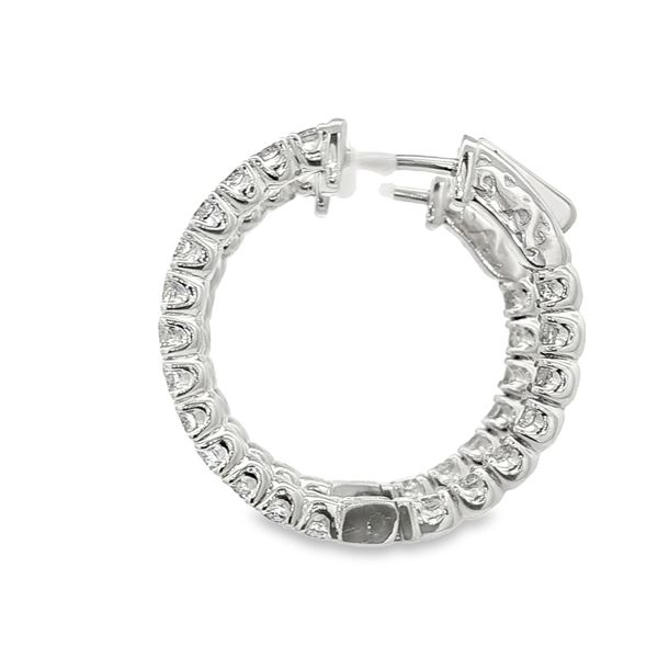 These earrings feature 2.80cttw of round brilliant cut diamonds prong set in a 14k white gold Inside-Out hoop Image 2 Jaymark Jewelers Cold Spring, NY