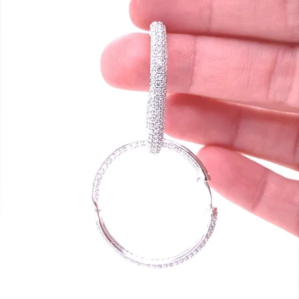 14K White Gold Lab Grown Diamond Inside Out Hoop Earrings Image 2 Jaymark Jewelers Cold Spring, NY