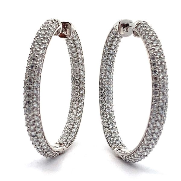 14K White Gold Lab Grown Diamond Inside Out Hoop Earrings Jaymark Jewelers Cold Spring, NY