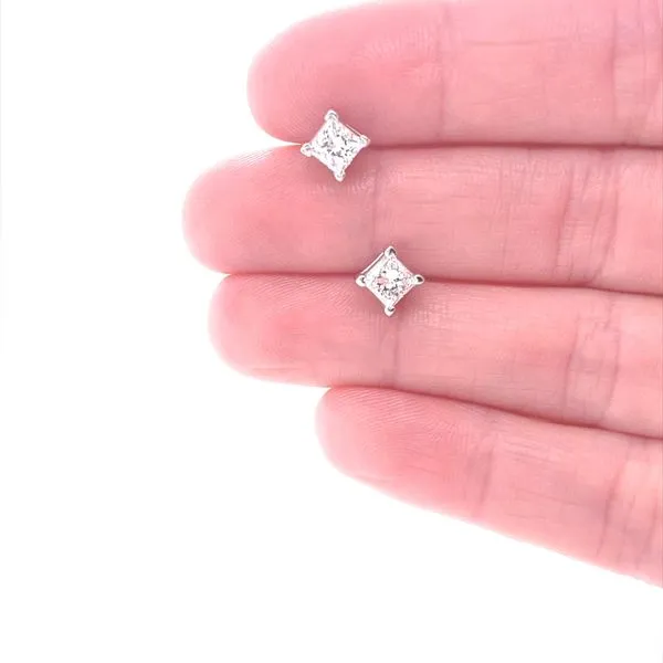 Platinum Princess Cut Diamond Stud Earrings Image 2 Jaymark Jewelers Cold Spring, NY