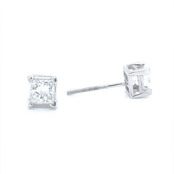 Platinum Princess Cut Diamond Stud Earrings Image 3 Jaymark Jewelers Cold Spring, NY