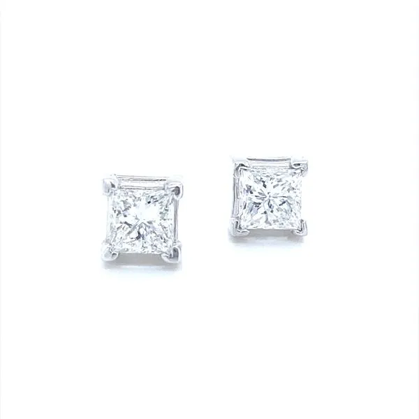 Platinum Princess Cut Diamond Stud Earrings Jaymark Jewelers Cold Spring, NY