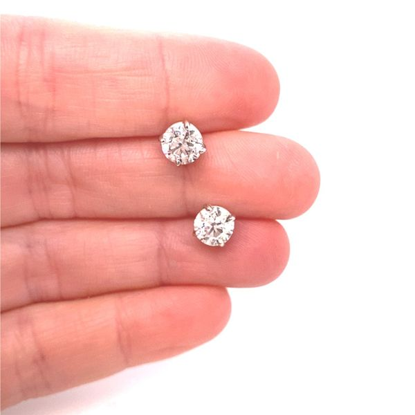 14K White Gold Basket Set Diamond Stud Earrings, 1.99cttw Image 2 Jaymark Jewelers Cold Spring, NY