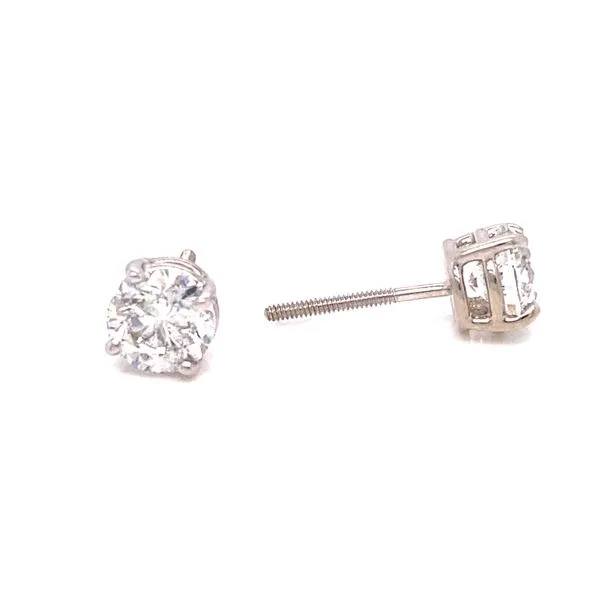 14K White Gold Basket Set Diamond Stud Earrings, 1.99cttw Image 3 Jaymark Jewelers Cold Spring, NY