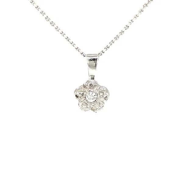 14K White Gold Diamond Flower Pendant Jaymark Jewelers Cold Spring, NY