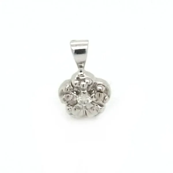 14K White Gold Diamond Flower Pendant Jaymark Jewelers Cold Spring, NY