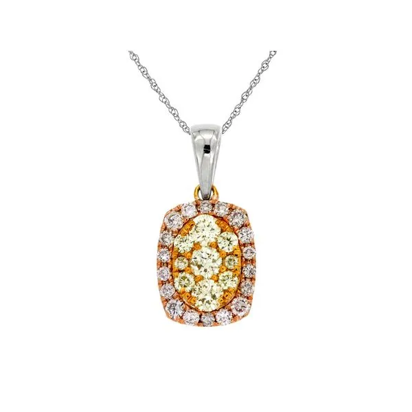 14K White Gold Yellow and Pink Diamond Pendant Jaymark Jewelers Cold Spring, NY