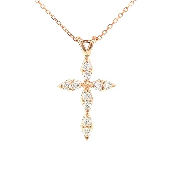 14K Rose Gold Diamond Cross Pendant Jaymark Jewelers Cold Spring, NY
