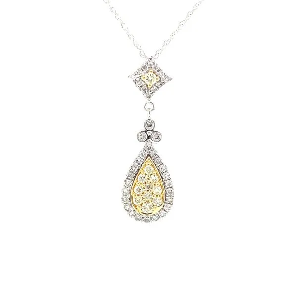14K Two Tone Gold Yellow and White Cluster Diamond Pendant Jaymark Jewelers Cold Spring, NY