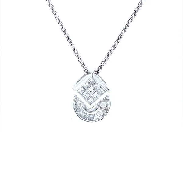 18K White Gold Art Deco Style Diamond Pendant Jaymark Jewelers Cold Spring, NY
