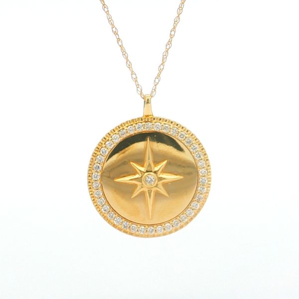 14K Yellow Gold Diamond Compass Necklace Jaymark Jewelers Cold Spring, NY