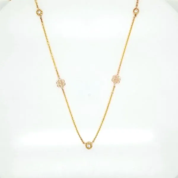 14K Yellow Gold Flower Diamond Necklace Jaymark Jewelers Cold Spring, NY