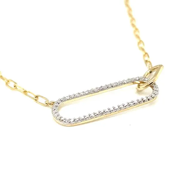 14K Yellow Gold Double Paperclick Diamond Necklace Image 2 Jaymark Jewelers Cold Spring, NY