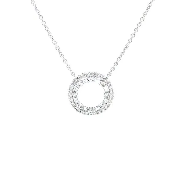 14K White Gold Diamond Circle Necklace Jaymark Jewelers Cold Spring, NY