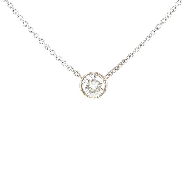 14K White Gold Diamond Bezel Necklace Jaymark Jewelers Cold Spring, NY