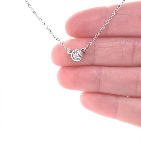 14K White Gold Diamond Bezel Necklace Image 2 Jaymark Jewelers Cold Spring, NY