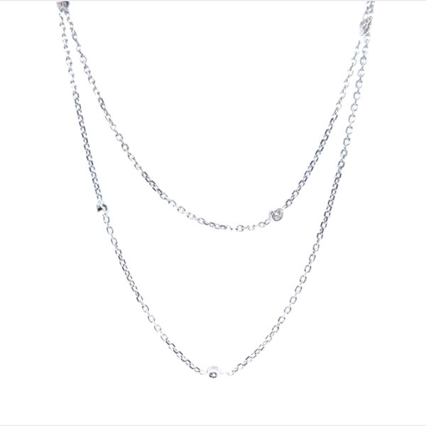 14K White Gold 'Diamond By The Yard' Station Necklace Jaymark Jewelers Cold Spring, NY