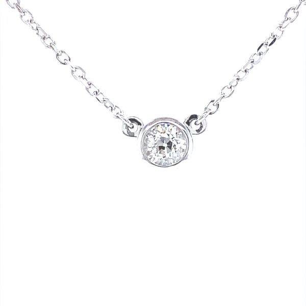 14K White Gold Diamond Bezel Necklace Jaymark Jewelers Cold Spring, NY