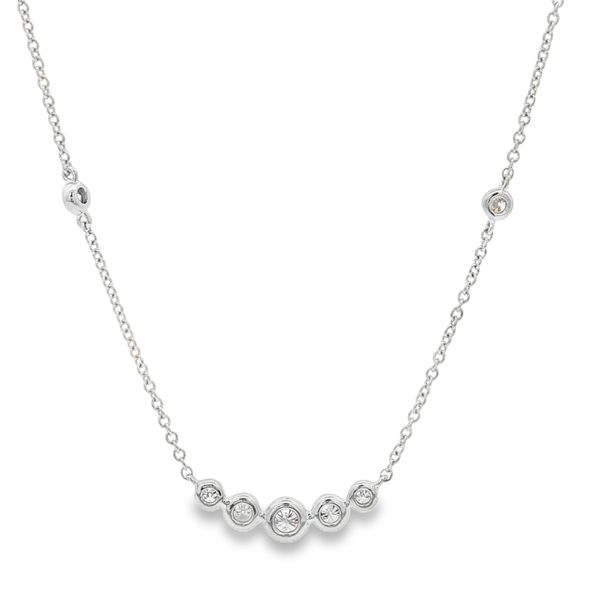 14K White Gold Bezel Diamond Necklace Image 2 Jaymark Jewelers Cold Spring, NY