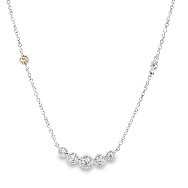 14K White Gold Bezel Diamond Necklace Jaymark Jewelers Cold Spring, NY