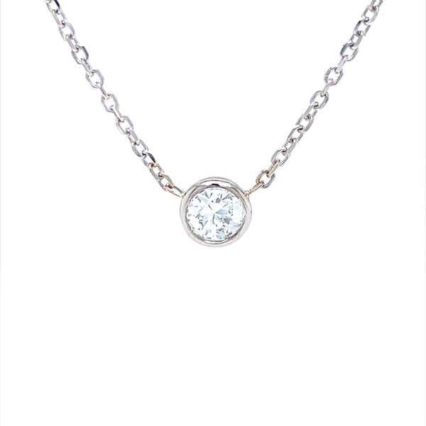14K White Gold Diamond Bezel Necklace Jaymark Jewelers Cold Spring, NY