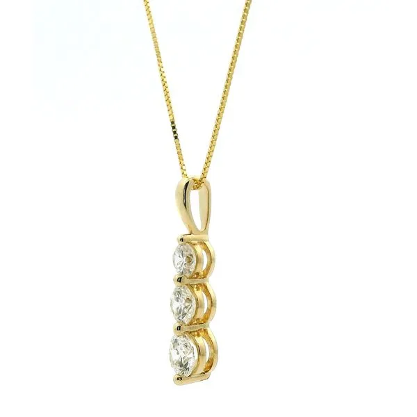 14k Yellow Gold 3 Stone Lab Grown Diamond Pendant and Chain Image 2 Jaymark Jewelers Cold Spring, NY