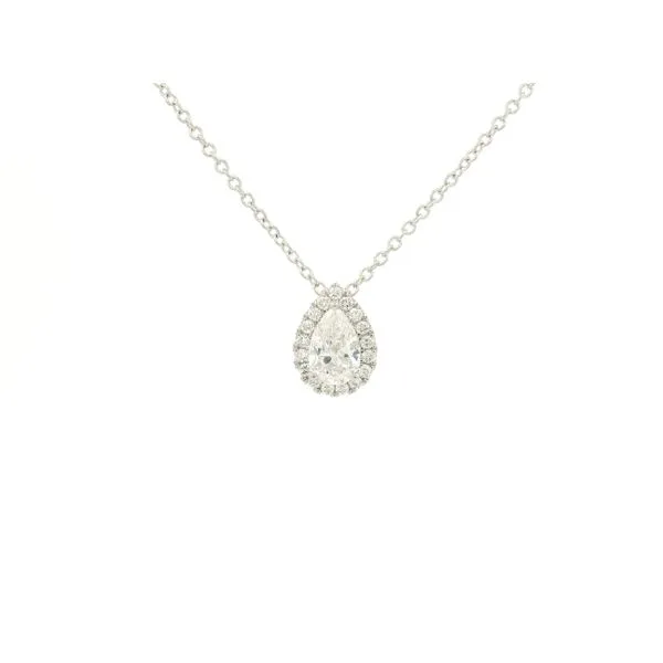 14K White Gold Lab Grown Diamond Halo Necklace Jaymark Jewelers Cold Spring, NY