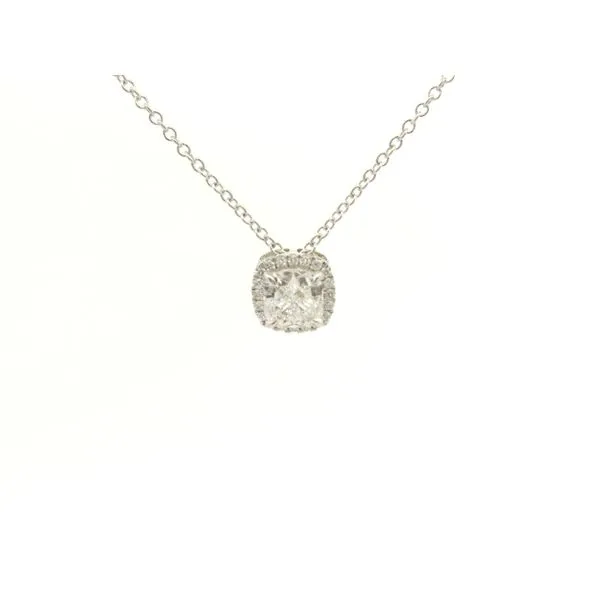 14K White Gold Lab Grown Diamond Halo Necklace Jaymark Jewelers Cold Spring, NY